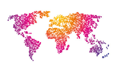Wall Mural - world map squares color gradient