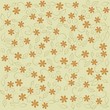 © danylyukk - Floral pattern, ornament on a beige background orange flowers, carnation, leaves, khaki, black outline, line, Vintage, design, vector