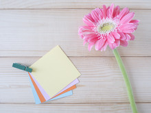 Sticky Note And Pink Flower 6