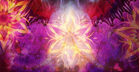 Aufkleber - oriental ornamental mandala background  and copi space, purple and violet color