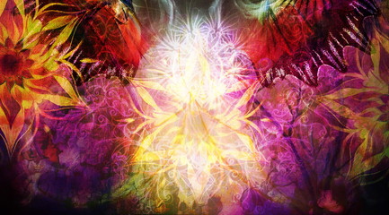 Aufkleber - oriental ornamental mandala background  and butterfly wings.