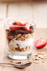 Wall Mural - strawberry granola yogurt parfait.