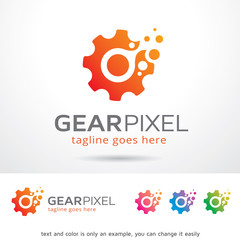 Wall Mural - Gear Pixel Logo Template Design Vector