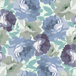 Seamless pattern with blue roses