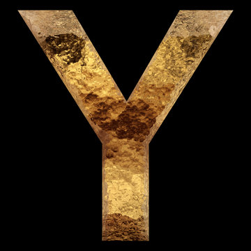 Yellow gold or golden fonts isoalted on black
