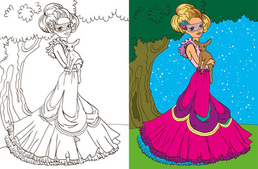 Wall Mural - Colouring Book Of Princess In Forest