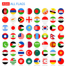 Wall Mural - Flat Round Flags of Asia - Full Vector Collection. Vector Set of Flat Asian Flags.