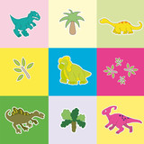 Fototapeta Dinusie - Dinosaurs in colored rectangles.