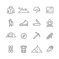 Climbing vector line icons