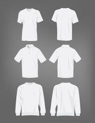Wall Mural - Sport white t-shirt, sweater and polo shirt isolated set vector