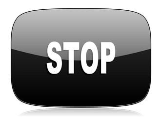 Aufkleber - stop black glossy web modern icon