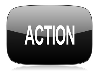 Aufkleber - action black glossy web modern icon