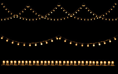 vintage light bulb in the strip line isolated