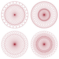 Aufkleber - Set of Red Vector Guilloche Rosettes