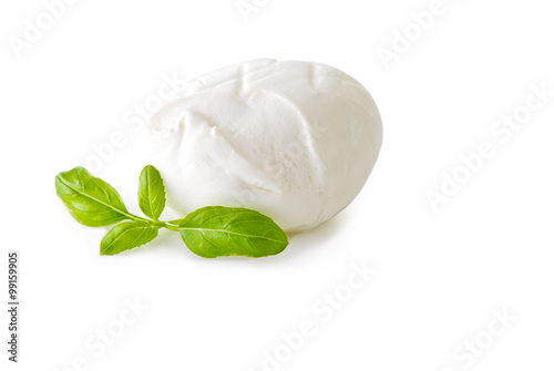 Cuadros en Lienzo Mozzarella isolated on white background