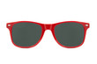 red sunglasses on white background