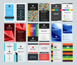 © antartstock - Set of Creative Vertical Business Card Print Templates. Flat Style Vector Illustration. Stationery Design
