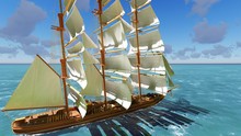 Pirate Brigantine At Sea