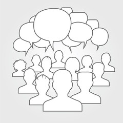 Poster - icons of people with speech bubbles..icons of people with speech
