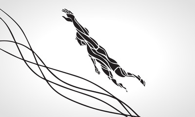 Freestyle Swimmer Female Silhouette. Sport swimming