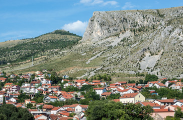 Canvas Print - Aerial view on Mostar city, Bosnia and Herzegovina