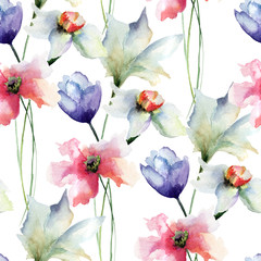 Seamless pattern with Original flowers