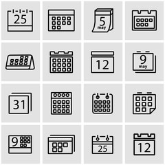 Sticker - Vector line calendar icon set. Calendar Icon Object, Calendar Icon Picture, Calendar Icon Image - stock vector