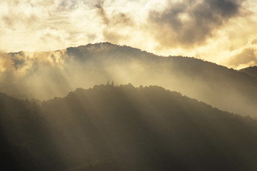 Sticker - landscape mountain view with sunlight