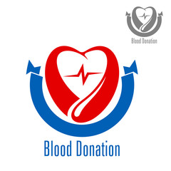 Wall Mural - Blood donation icon with heart and drop