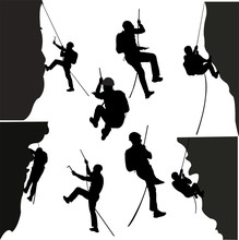 Rock Climbers Silhouette Collection - Vector