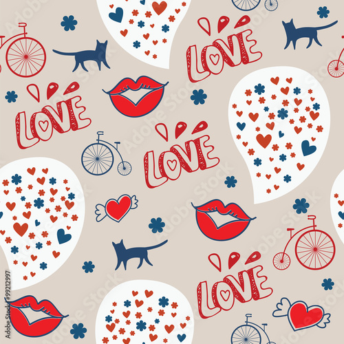 Fototapeta na wymiar romantic seamless pattern