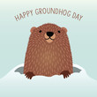 Happy Groundhog Day design with cute groundhog
