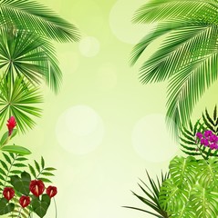 Wall Mural - Tropical foliage. Floral design background