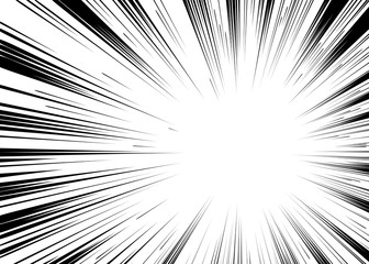 Wall Mural - comic book black and white radial lines background rectangle fig