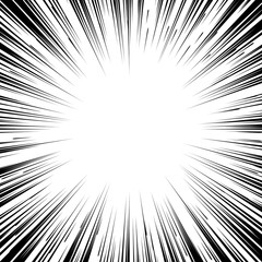 Wall Mural - comic book black and white radial lines background square fight