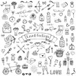 © natashapankina - Hand drawn doodle Love and Feelings collection Vector illustration Sketchy Love icons Big set of icons for Valentine's day, Mothers day, wedding, love and romantic events Hearts hands cupid bouquet