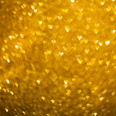 Wall Mural - Hearts gold bokeh