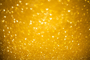 Wall Mural - Hearts gold bokeh