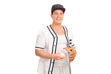 Poster - Young man holding a baseball