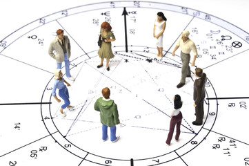 Wall Mural - astrology chart with people figurines