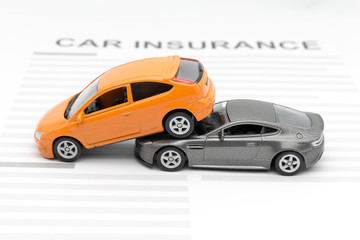 Wall Mural - Accident toy car with insurance concept