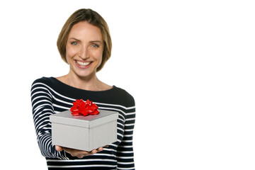 Woman with gift box