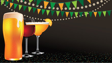 Happy Hour Drinks Widescreen Background EPS 10 Royalty Free Stock Illustration