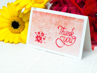 Handmade thank you card with flowers