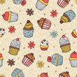 Color cupcake seamless pattern