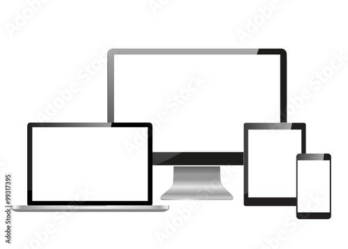 Realistic Monitors laptop tablet and phone Fototapet