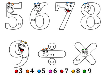 Cheerful numbers to painting as counting for little kids - coloring book - vector svg