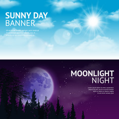 Wall Mural - Night and day banner set