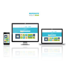 Fototapete - flat responsive web design concept website development devices