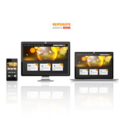Fototapete - flat responsive web design concept website development devices